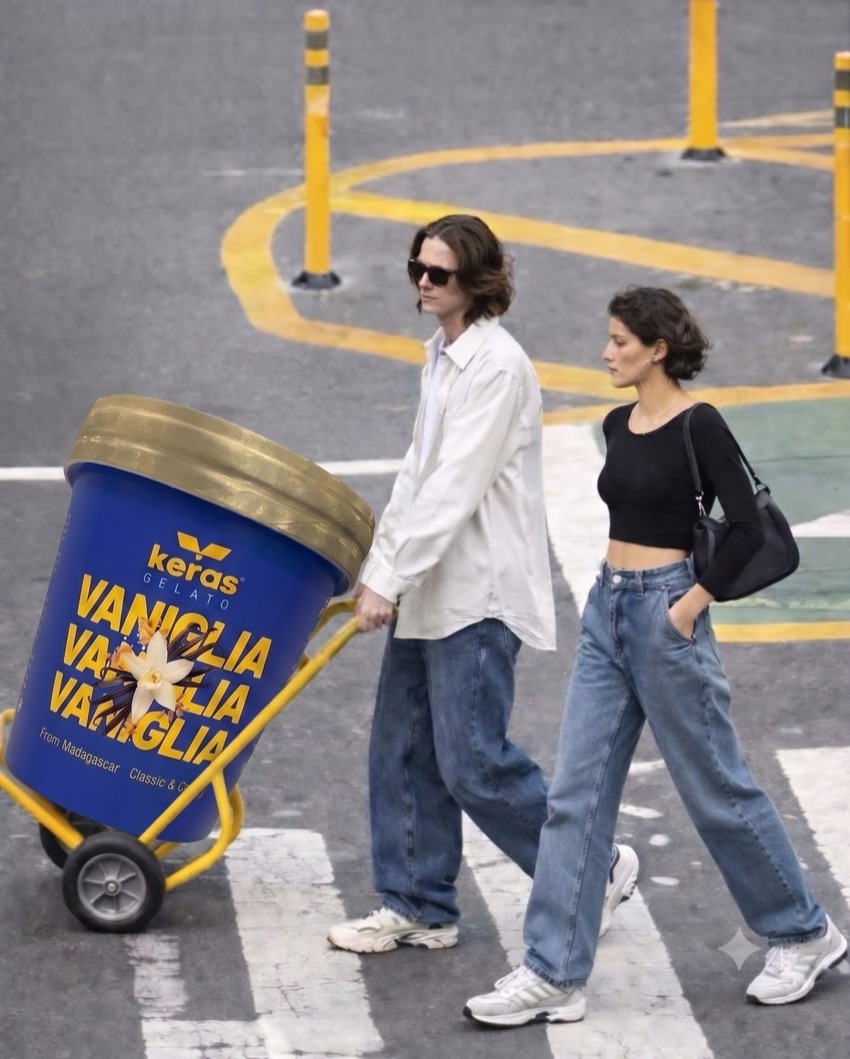 Pareja compartiendo una tarrina Keras